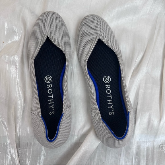 Rothy's Birdseye Round Toe Rare Retired Knit Ballet Flats In Flax Gray Size 9 - Picture 2 of 13